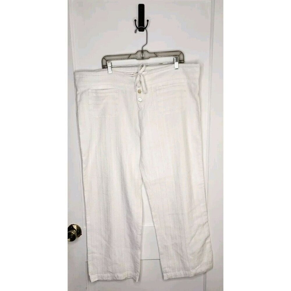New Sundance Gigi Cotton Pants Size Petite XL White Eyelet Drawstring Vacation